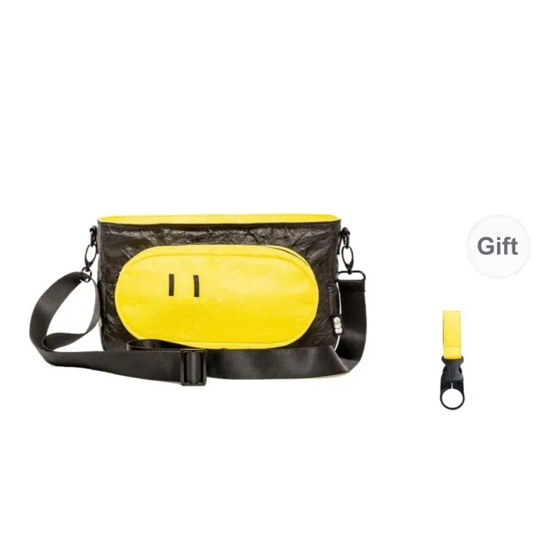 One Person's Planet DuPont Paper Crossbody Bag Medium Size Unisex Black Yellow-6