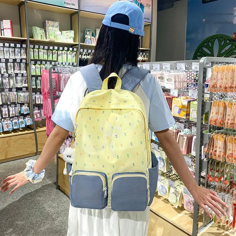 Yalu Nylon Backpack Unisex Yellow/Blue-3