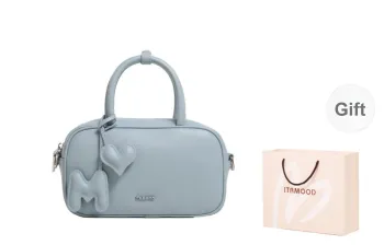 Miao Di Cow Leather Handbag Regular Women's Cream White/Haze Blue