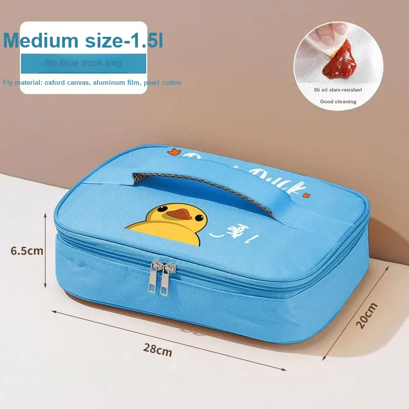 Qifeng Water-Resistant Oil-Proof Portable Lunch Box Storage Bag Yellow/Pink/Blue-22