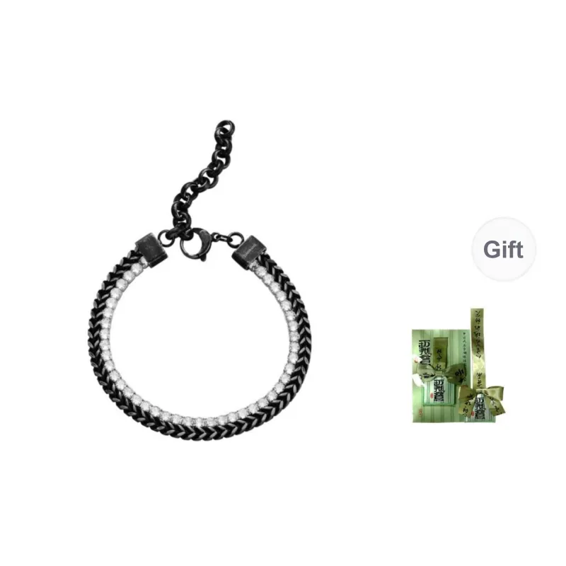 TIANWANG Steel Chinese Fashion Trend Niche Artistic Style, Black & Silver Beaded Bracelet Unisex-6
