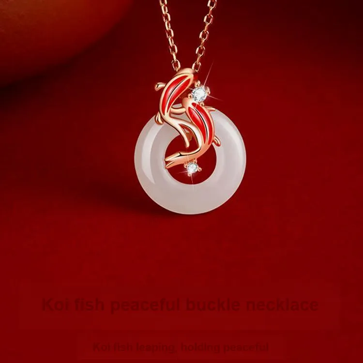 CHINA GOLD Hetian Jade Necklaces White Jade/Pale Greenish White Jade Women's-1