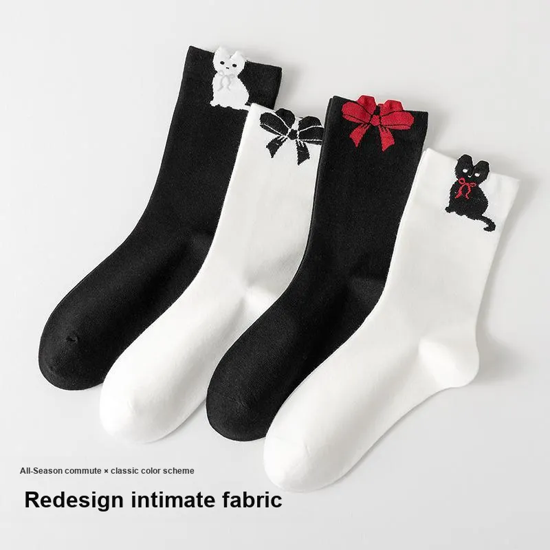 MIIOW Mid Calf Socks Women's 4 Pack-1