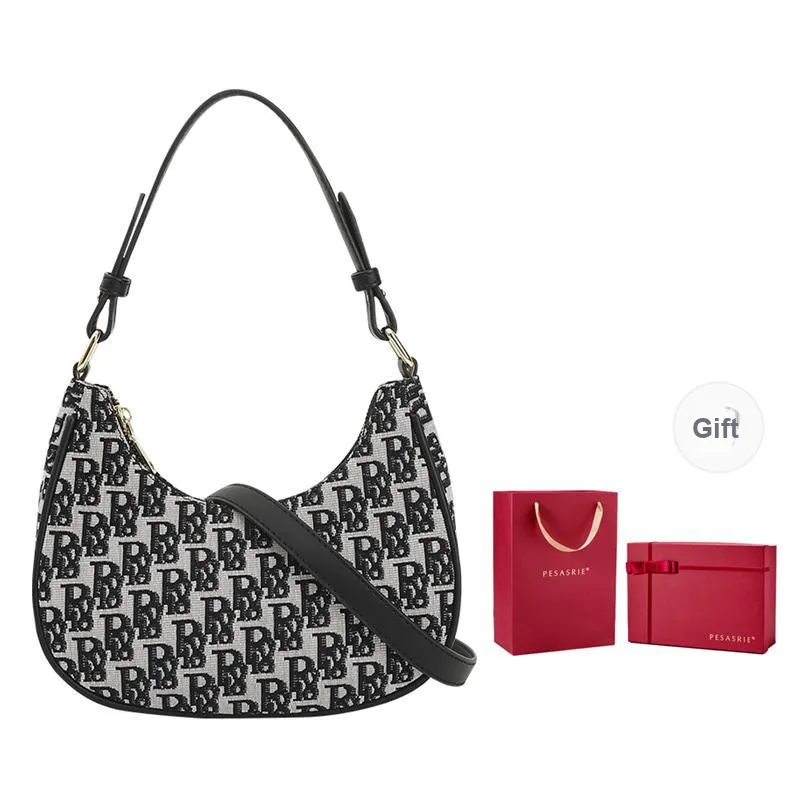 PESASRIE Canvas Portable Crossbody Bag Shoulder Bag Women's Black-0