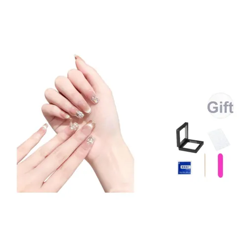 XNTX Ren Min Праздник Весны Gala В одном стиле Сверкающий страз False Nail Средний LADDER Розовые оттенки Телесный