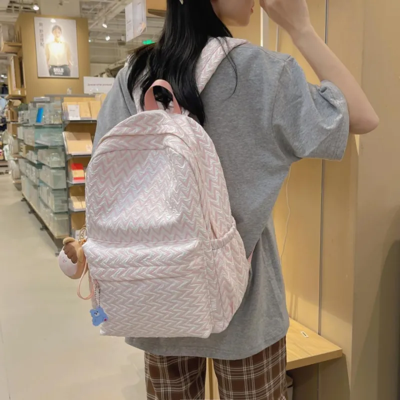 URBAN FOREST Nylon Backpack Unisex Yellow/Light Green/Light Blue/Pink/Silver-16