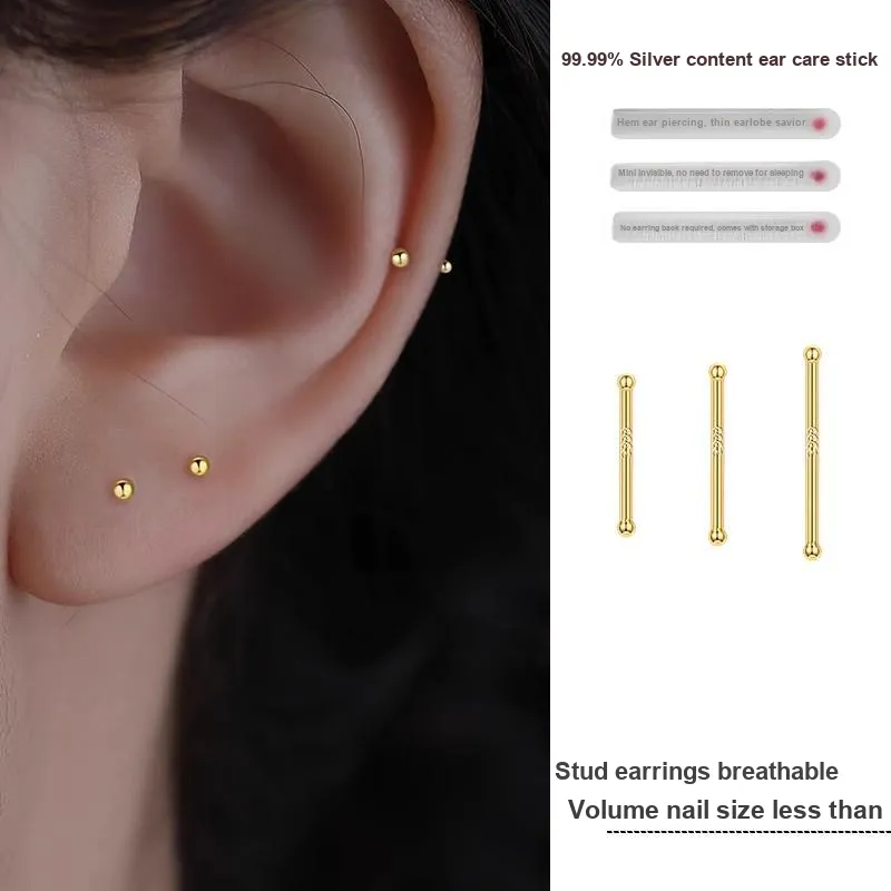 LNIEER 999 Fine Silver Stud Earrings Women's-3