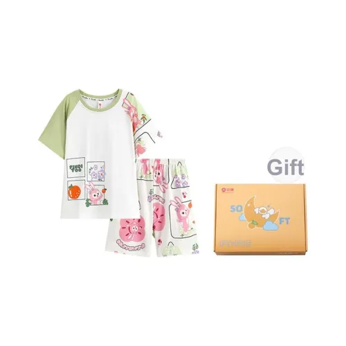 FENTENG x LINE FRIENDS Kenny Rabbit Пижамный комплект Элегантный белый для малышей