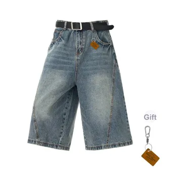HOKLV Denim Shorts Unisex Blue
