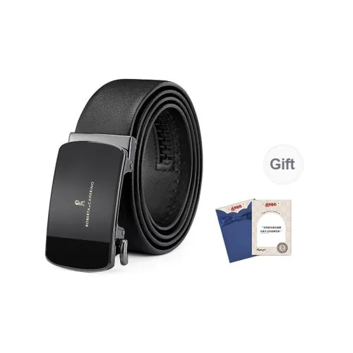 ROBERTA DI CAMERINO Cow Leather Belts Men's Black 3.45CM Writing A Greeting Card And Printing Photos