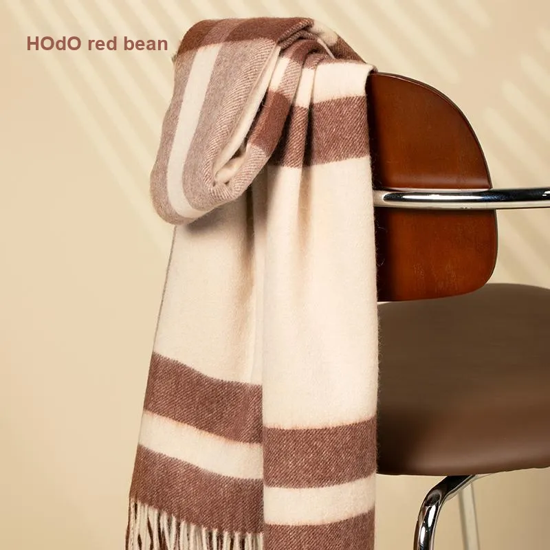 Red Bean 30% Cashmere 70% Wool Knit Scarves Women's-2