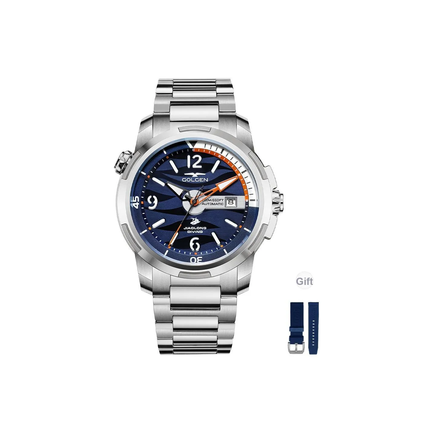 GOLGEN Механический механизм ремешок из нержавеющей стали черный циферблат мужские часы