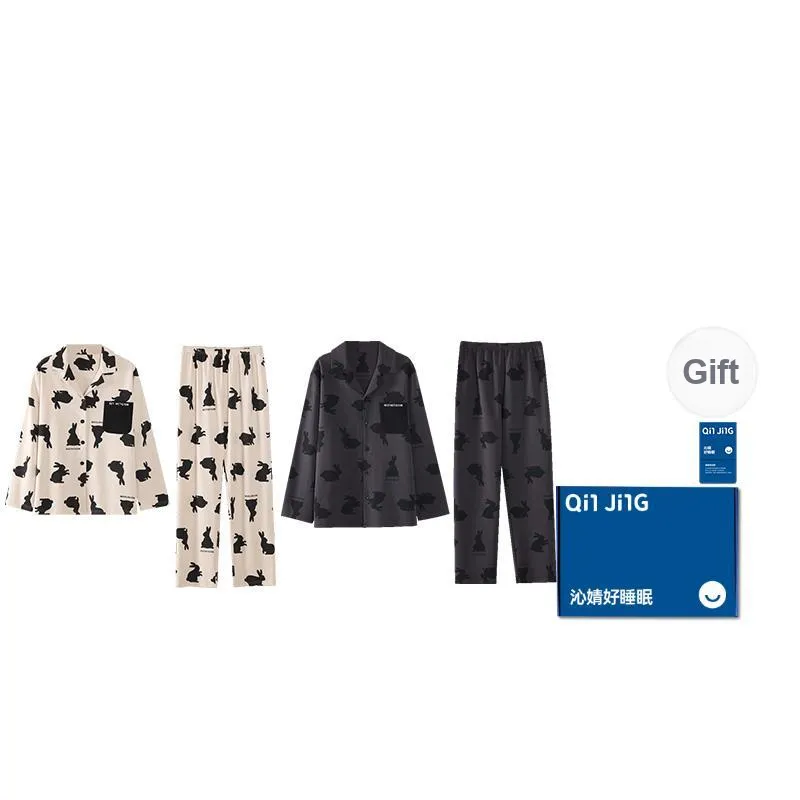 Qin Jing Pajama Set Unisex Gray White-6