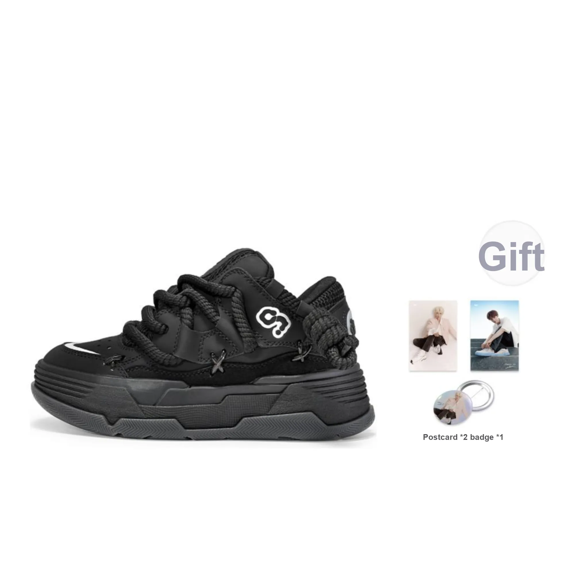 CN Skate Skateboard Shoes Unisex Low Top Black