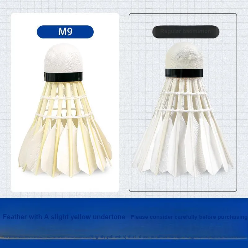 WITESS M9 12 Pack Duck Feather Big Board Duck Feather Training Competition Level Shuttlecocks-5