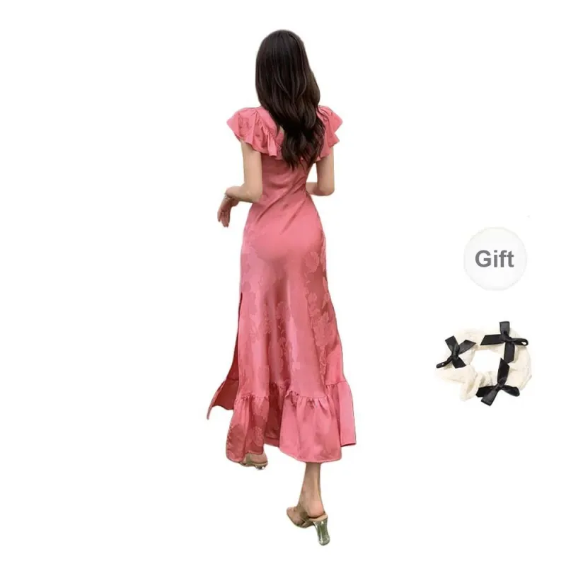 TURN UP Short Sleeved Dress Women's Plum+Bowknot Hair Tie Comes With-1