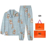 Light Blue Bear Casual Long-Sleeved Loungewear