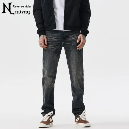 NITENG Синий Черный Мужские Джинсы