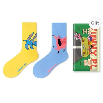 PL Mid Calf Socks Unisex Shopping Bag 2 Pack Mixed Color