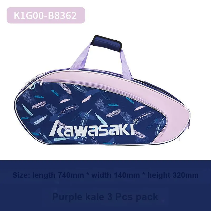 Kawasaki Badminton Racket Bags 3 Pack Preppy Style Shoulder Bag Unisex Independent Shoe Compartment-4
