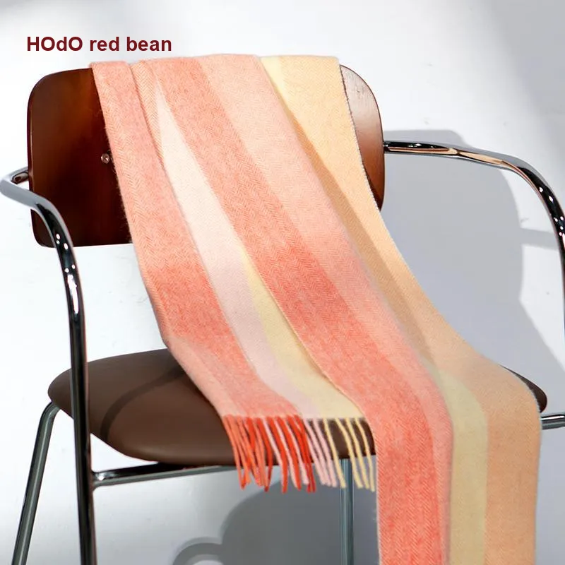Red Bean 100% Wool Knit Scarves Women's-22