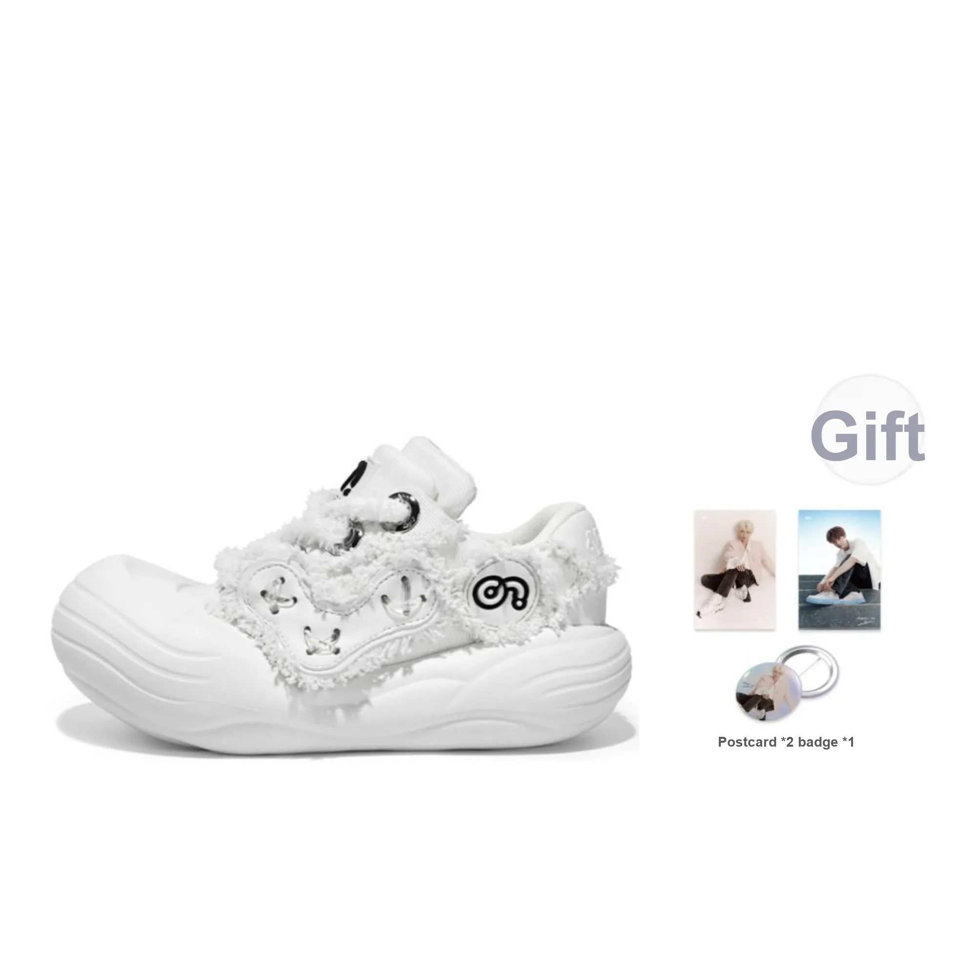 CN Niteball Chunky Shoes Slip Resistant, Breathable, Lightweight, Height Increasing Low Top Canvas Shoes Unisex White