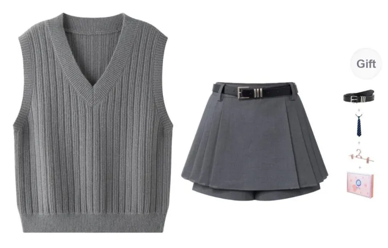 Tokyo Season Skirt Set Women's Gray-0