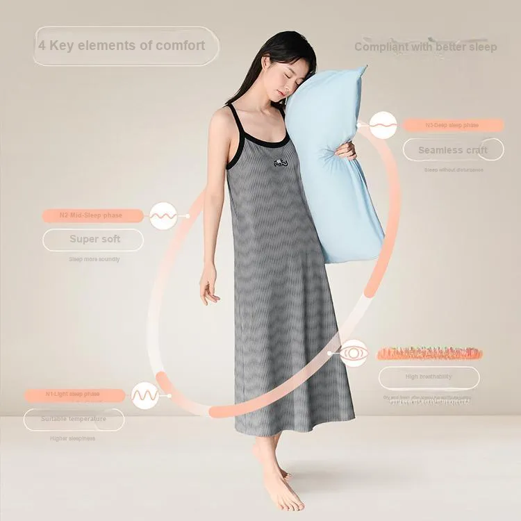 JINGYUN Nightgown Women's Cat Gray-2