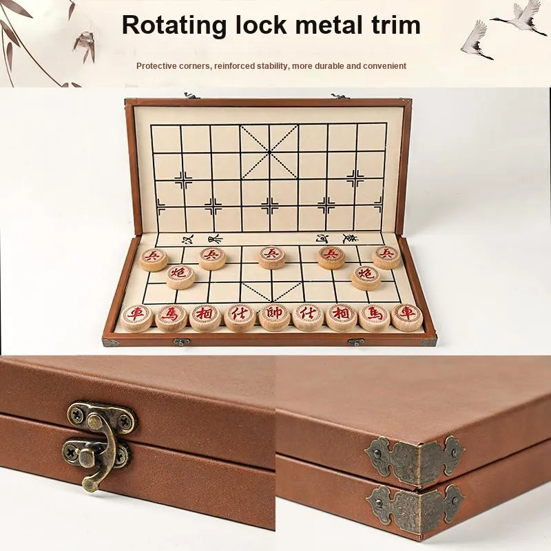 Miao Ji Chinese Chess Set With Wooden Board And Leather Case Beech Wood Extra Large Size 60 Board Games-2