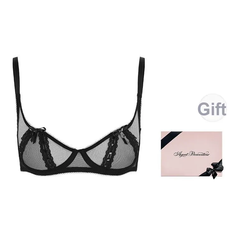 Agent Provocateur Кружевной лакированный кожаный бант бюстгальтер женский черный