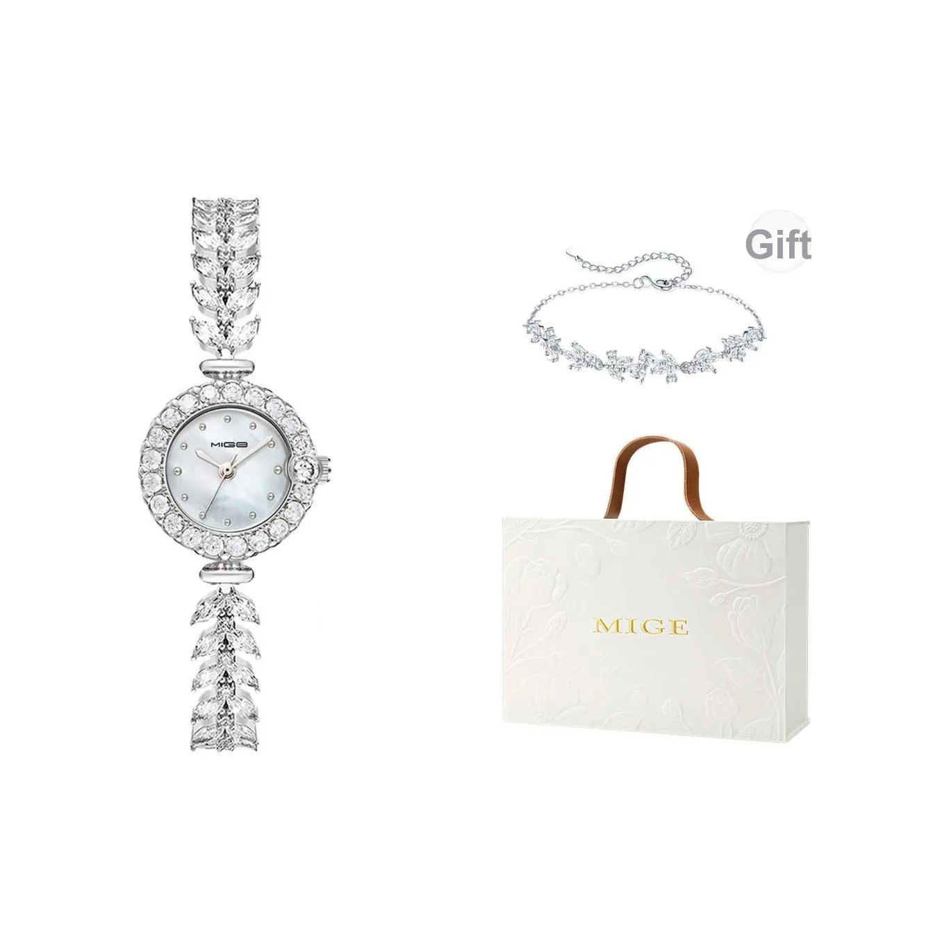 MIGE Mermaid Series Кварцевый механизм Eco-Friendly Медный ремешок Часы для женщин Жемчужная раковина Циферблат часов