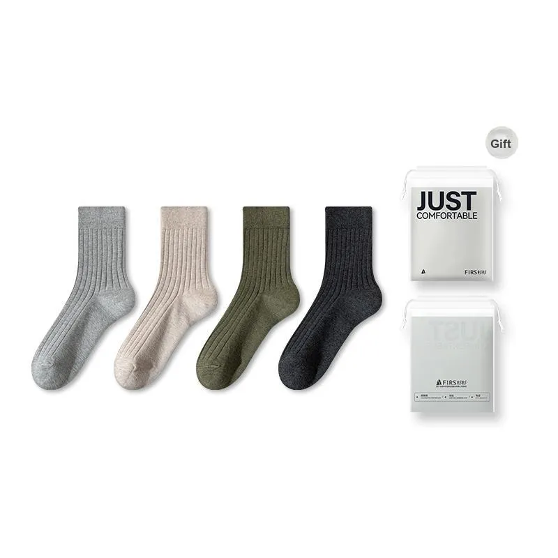 FIRS Mid Calf Socks Men's Shopping Bag 4 Pack-35
