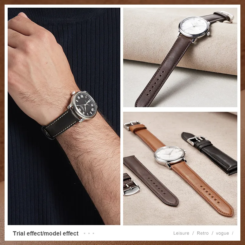 IStrap Longines Compatibility Watch Band 18/19/20/21/22mm Genuine Leather Material-14