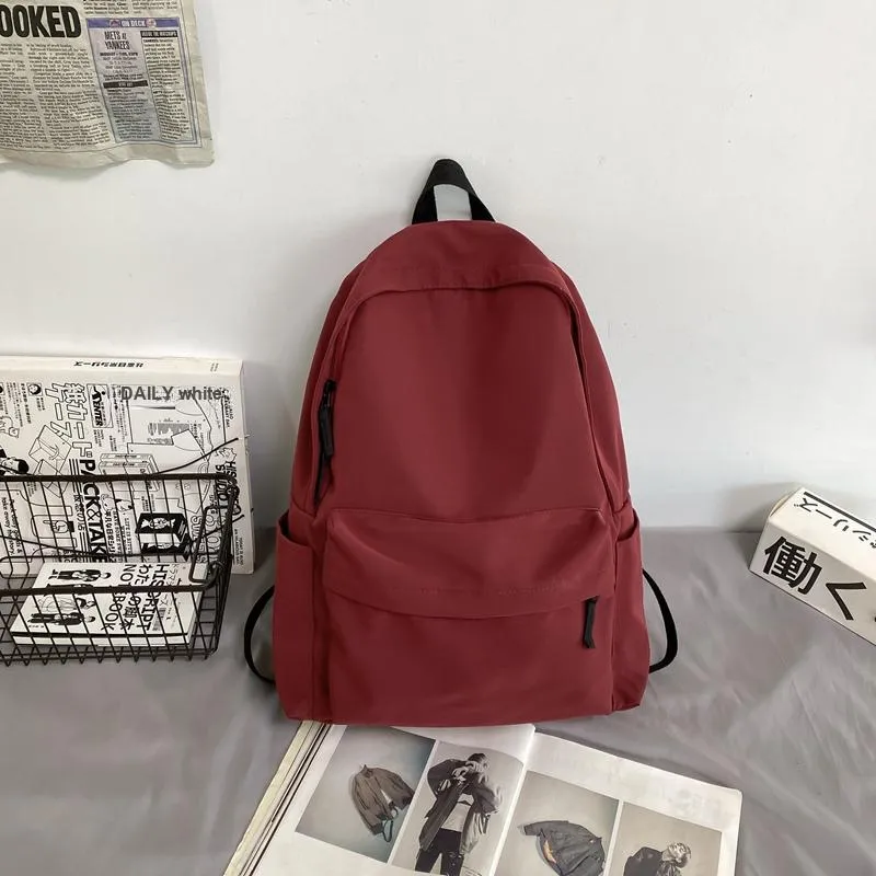 KAMLUI Nylon Fabric Backpacks Backpack Regular Unisex Burgundy/Black/Beige-2