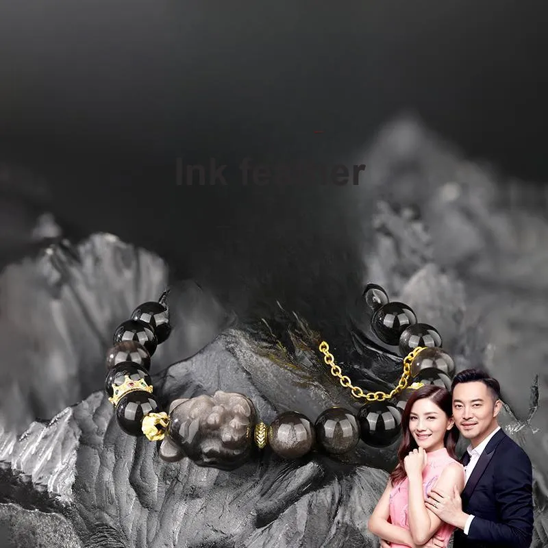 JINLIUFUJIXIANG Natural Obsidian Bracelets Unisex-1