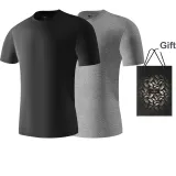 Crew Neck 2 Pack (Black+Heather Gray) with Brand Shopping Bag Included!