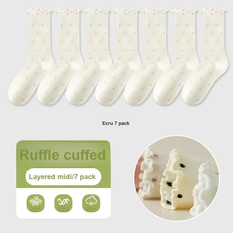 KJ Mid Calf Socks Women's Gift Box 7 Double Packs-1