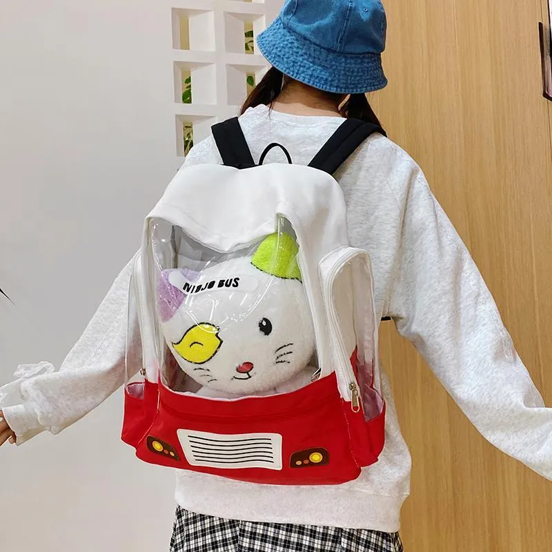 Debecca Nylon Backpack Large Size Unisex Red White-2