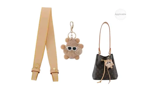 Lan Bao Fan Bag Accessories Neonoe Bucket Bags Color-Changing Leather Wide Shoulder Straps 59cm+Brown Ink-Colored Plush Toy