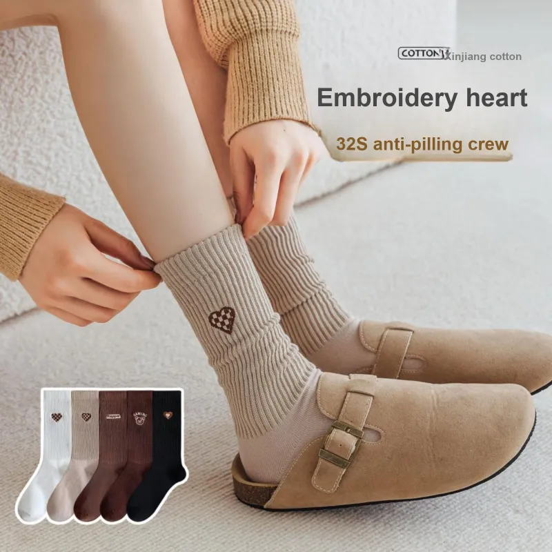 XXLLG Spring And Fall Mid Calf Socks Women's 4 Pack-9