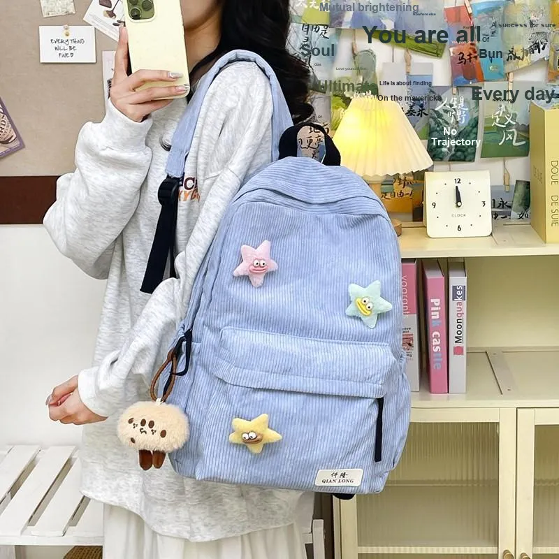 Travel Corduroy Backpack Regular Unisex Multicolor-23