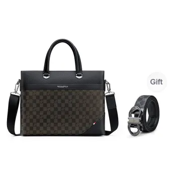 WilliamPOLO Cow Leather Briefcases Men's Black
