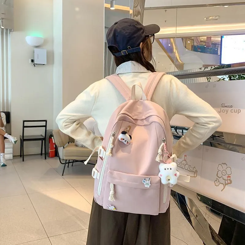 Single Warehouse Nylon Backpack Unisex White/Pink/Blue/Green/Black-10