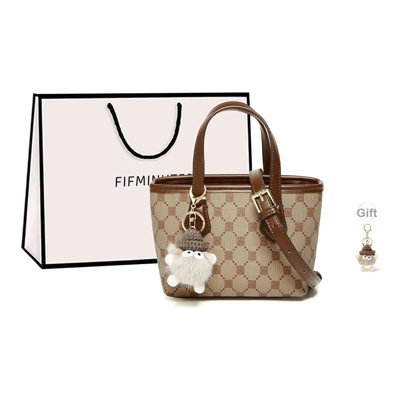 15 MINS PVC Корзинка-Сумка Сумка через плечо Маленькая Женская Кофейная