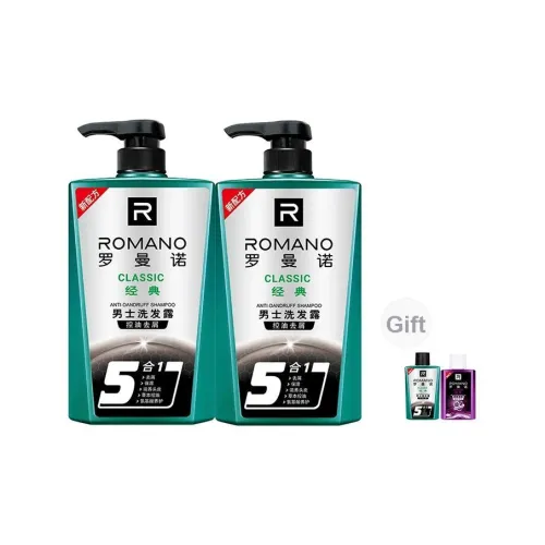 Romano Мужской 5 в 1 Классический STYLE Collection Шампунь Чистка 600 мл*2 + Бесплатно Travel Kit 50 г*2