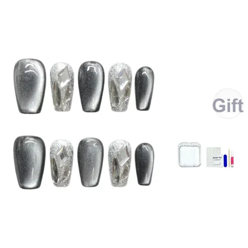 JINGCHANXUE Dream Starry Magic Box Cat Eye Handcrafted False Nail Средний LADDER Hot Girl Gradient Flashing 14mm