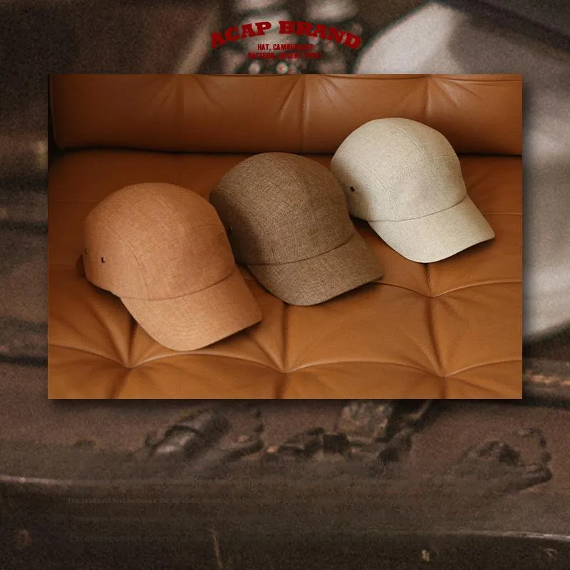 ACAP Linen Baseball Caps Unisex Dark Brown/Burgundy/Ecru-1
