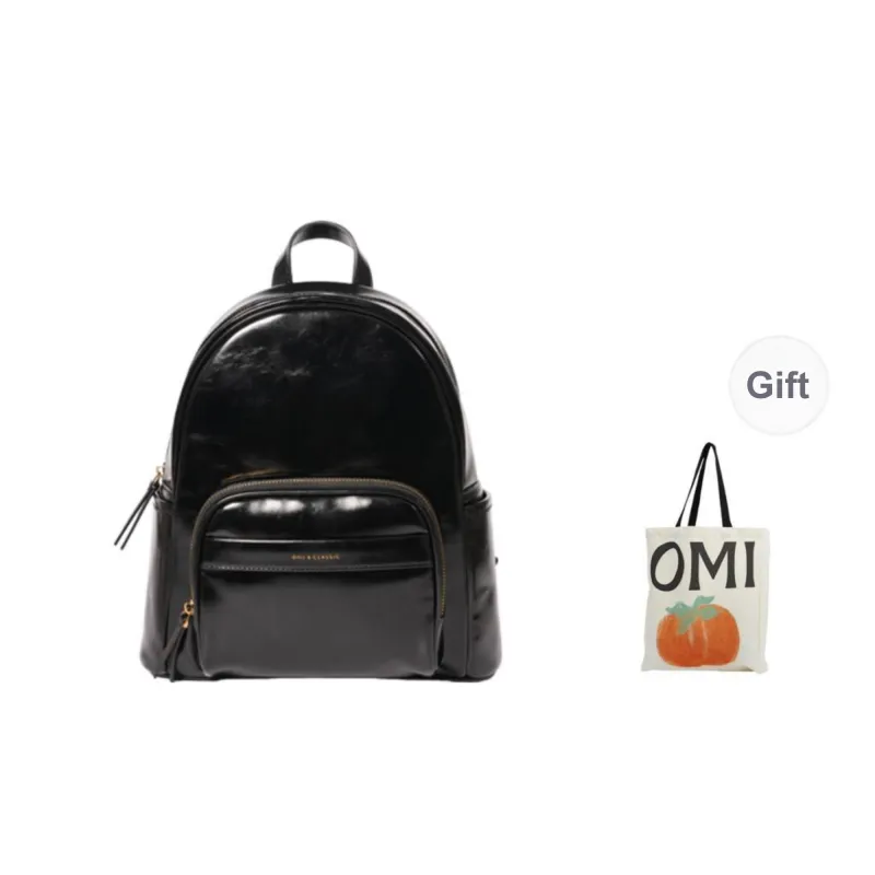 OMI Synthetic Leather Backpack Regular Women's Apricot White/Black/Dark Coffee-0
