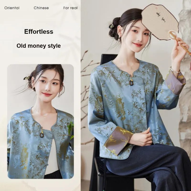 Like The Age Of Water Velvet feel Coat Women's Blue-2