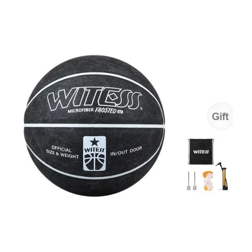 WITESS Microfiber Leather Basketball Black White Size 7 Training Unisex